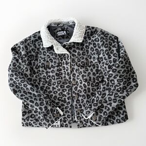 Disney Women’s Mickey Mouse Corduroy Leopard Sherpa Jacket Grey Size Medium